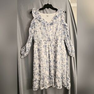 Floral Blue and White Kids Dress